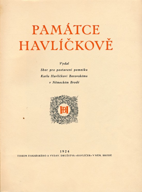 Titulní list sborníku Památce Havlíčkově 1924